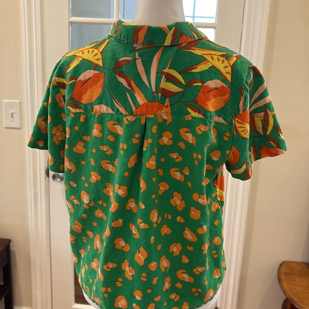 Tabitha Brown for Target Tropical Leopard Print Linen Blend Shirt. Size M - Picture 5 of 8